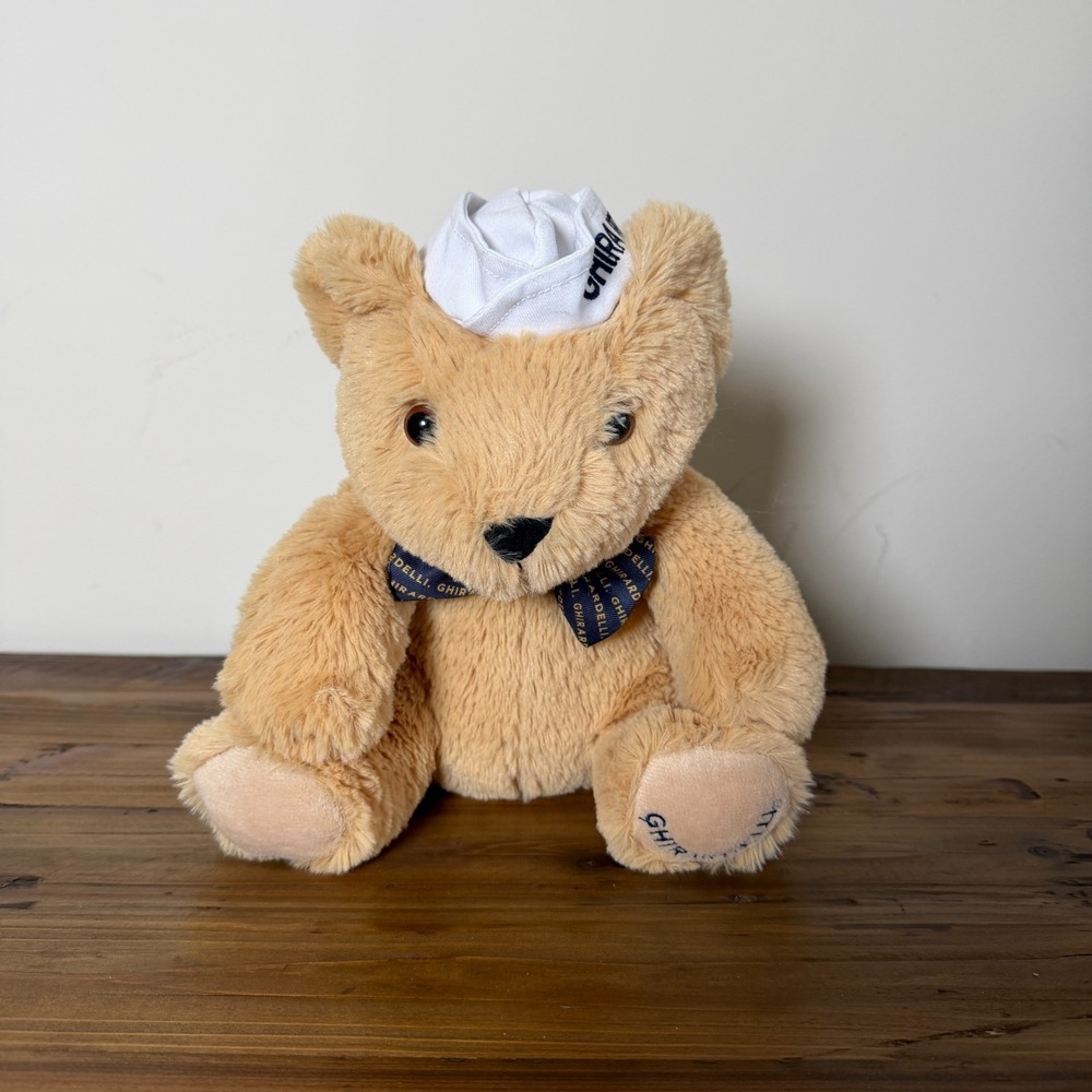 Ghirardelli‎ Caramel the Bear Keepsake Plush Teddy Bear with Hat and Bowtie